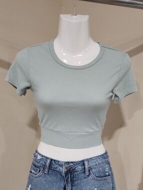 Windsor Light Green Tie-Back Crop Top